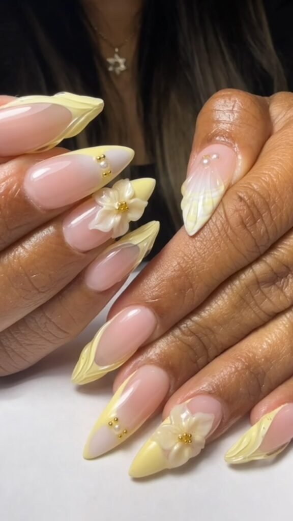 Bright canary yellow manicure with glossy finish by ac_nailsnorthmiami