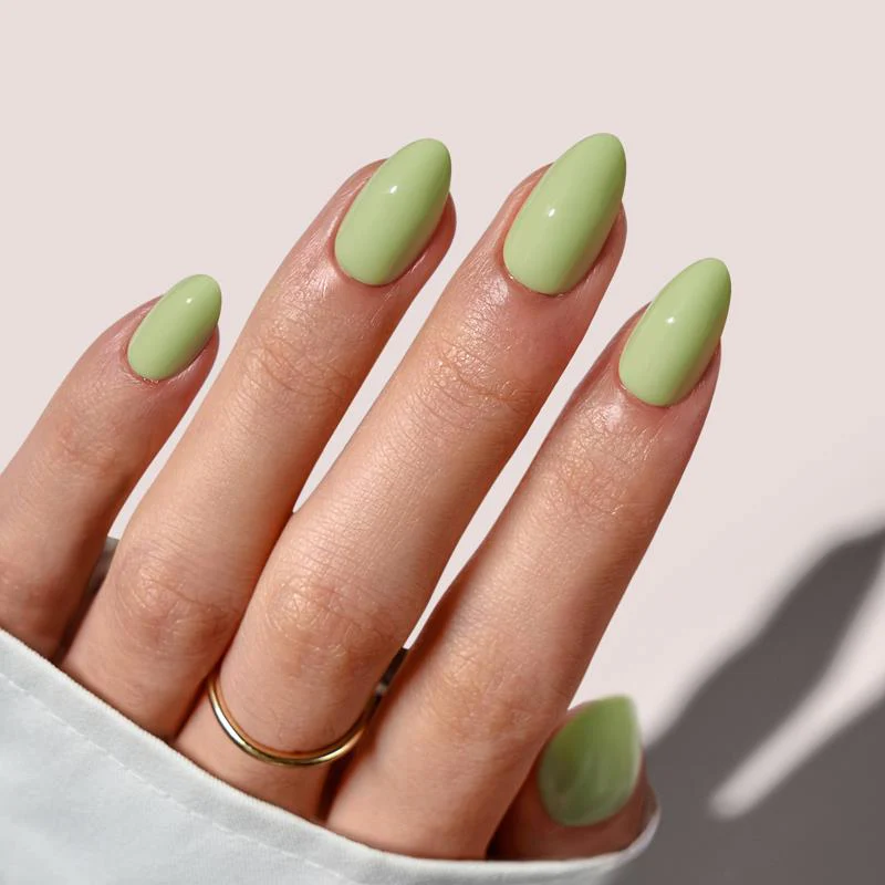 Court Green Almond Nails - Soft Gel
