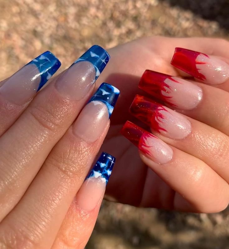 Fire and ice contrast nails with opposing elements by nailbeautyguide