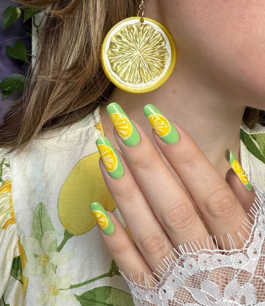 Lemon splatter nails with fresh citrus by nailart_k