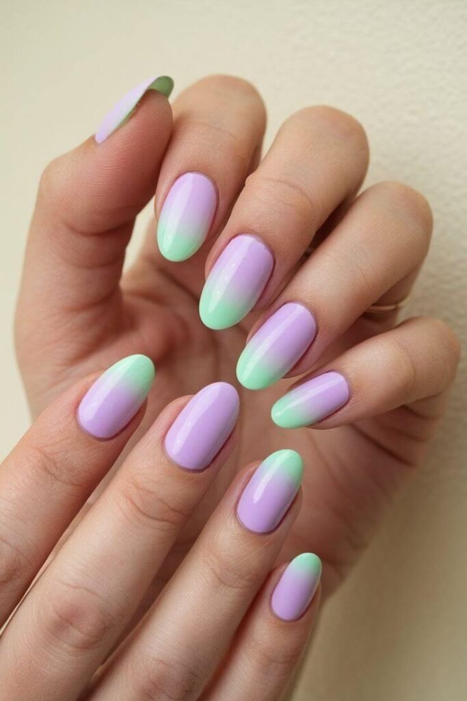 Lilac and mint nails alternating per finger by nailbeautyguide