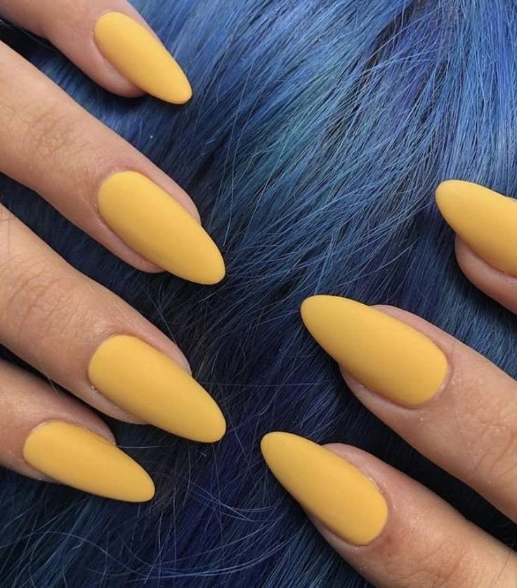 Textured matte yellow nails with rough finish by nailbeautyguide