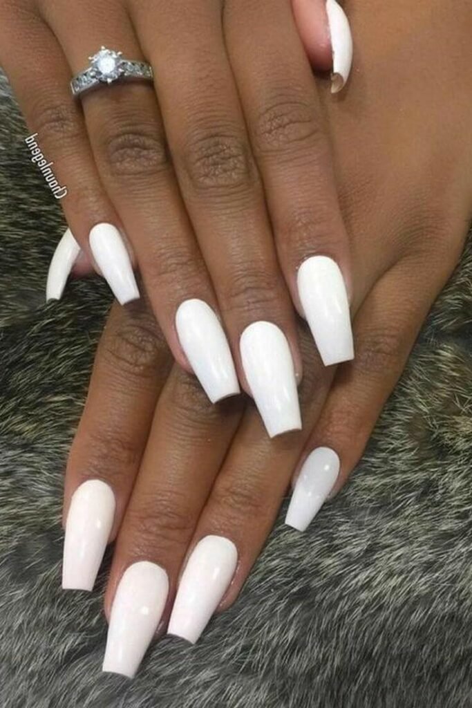 White Coffin Nails by nailbeautyguide
