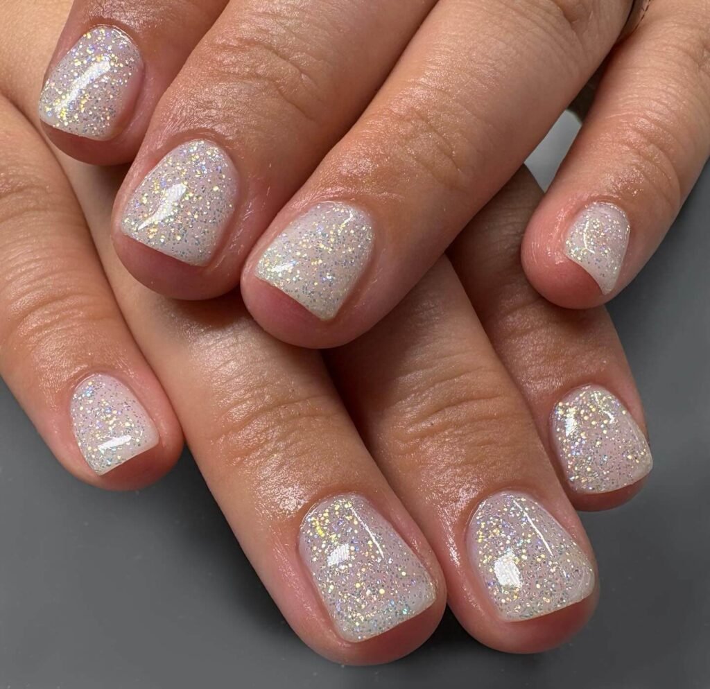 White Glitter Nails by cuteiclesbymichelle