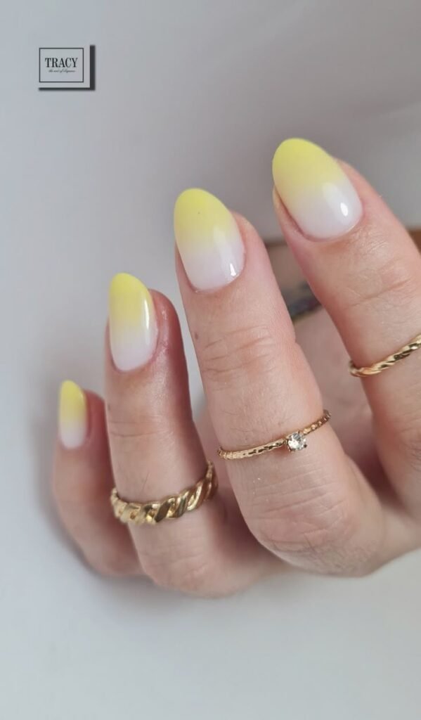Yellow ombre nails fading from light to dark by nailbeautyguide