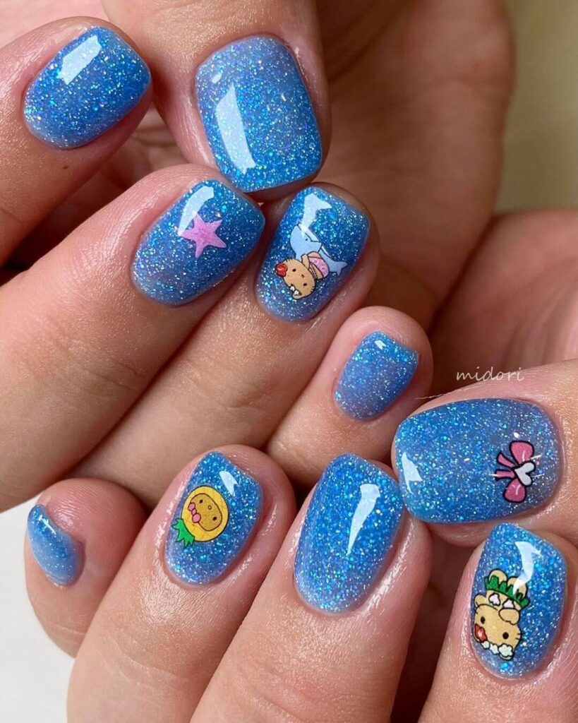 Add sparkle to your look with glitter ballerina nails by yogurtnail.usa
