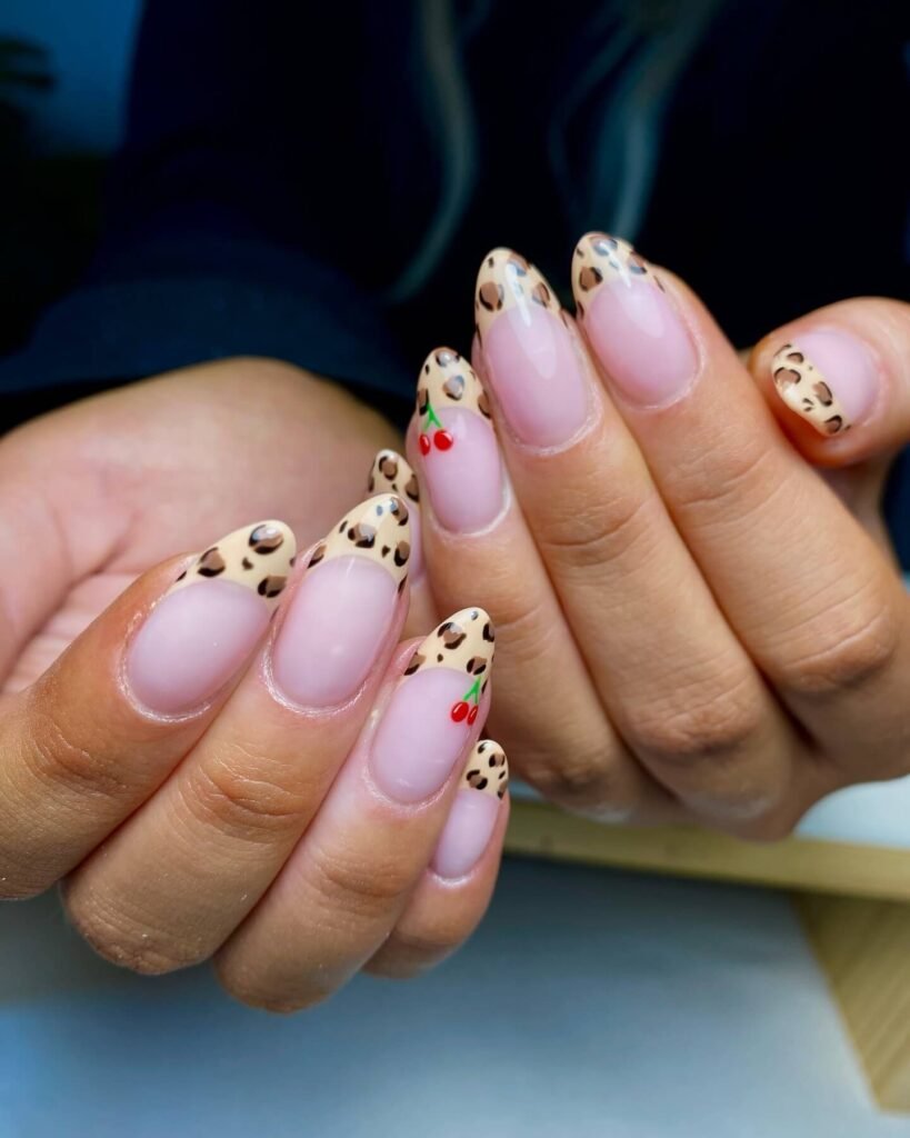 Animal print French tips styled with textured fabrics by thegelhouse