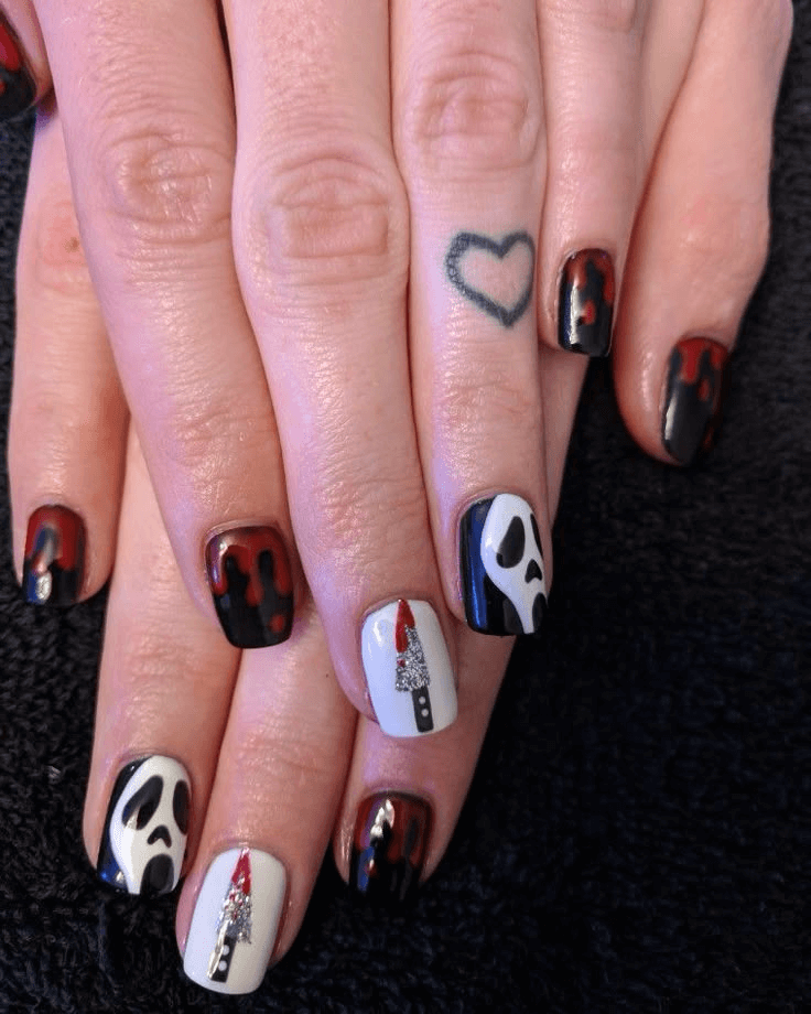 Bloody knife nail design by nailbeautyguide