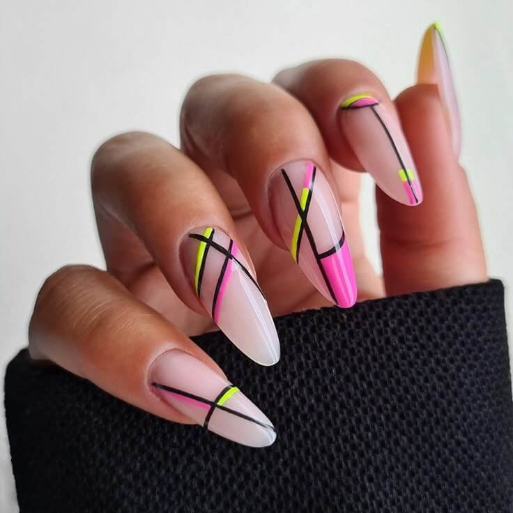  Geometric nails against a monochromatic backdrop by nailbeautyguide
