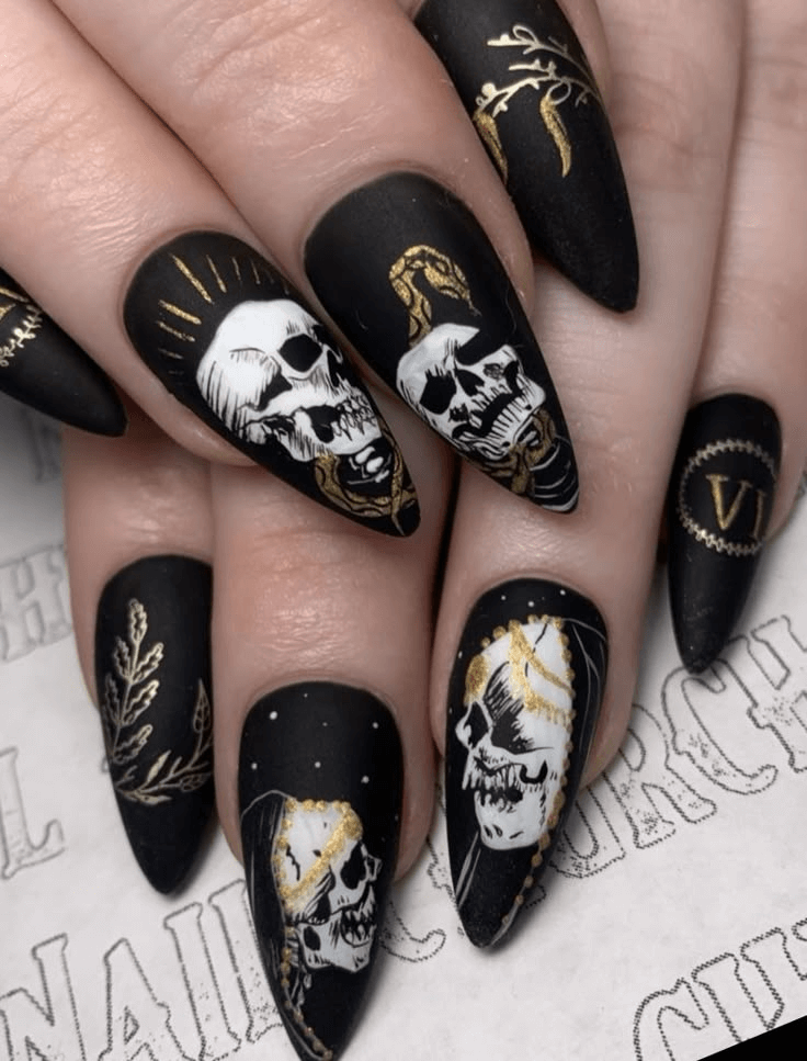Grim reaper nail art accent by nailbeautyguide