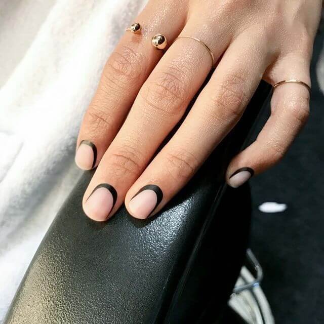 Nude nails with black half-moon near the cuticle by nailbeautyguide