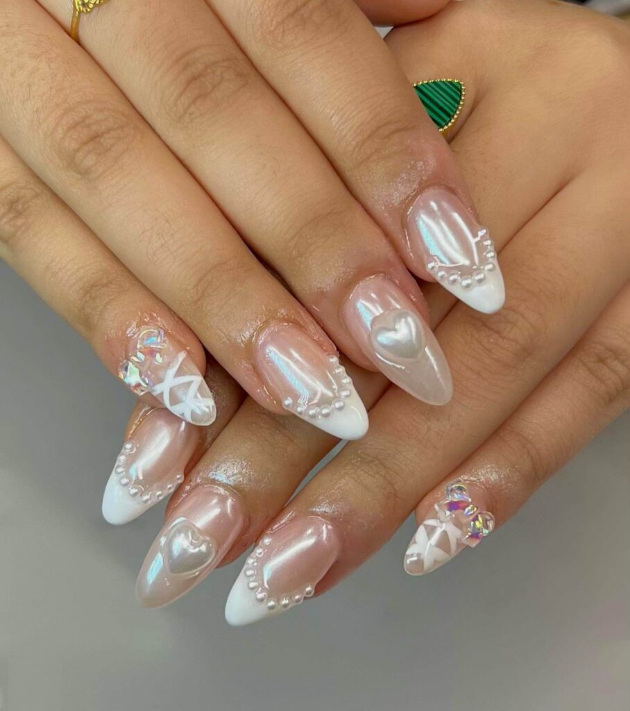 Shine bright with chrome ballerina nails by nailboutiqueoakville