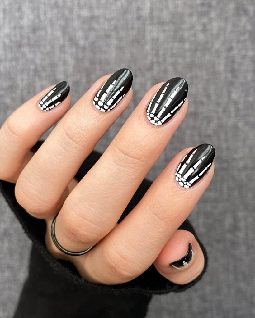 Skeleton hand nail design by polished_yogi