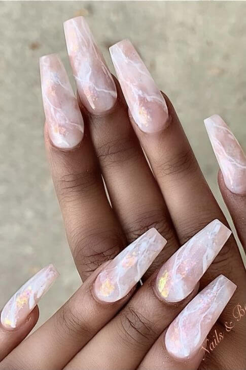 Sophisticated marble ballerina nails by nailbeautyguide