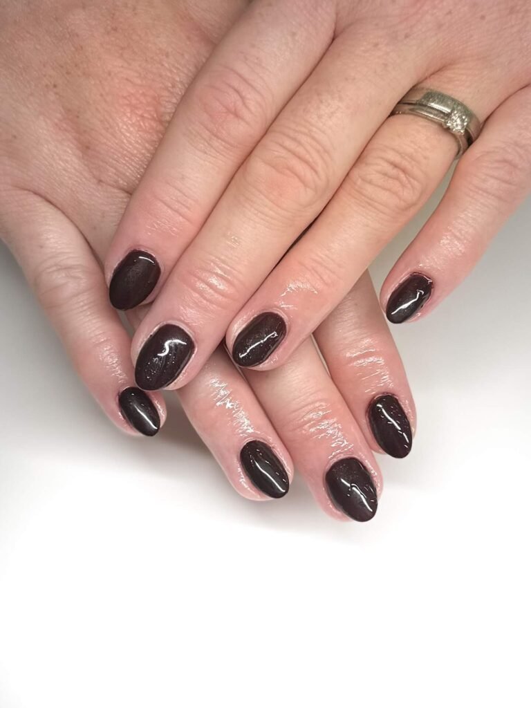 Spiced cinnamon shimmer with copper flecks by hcmxnails