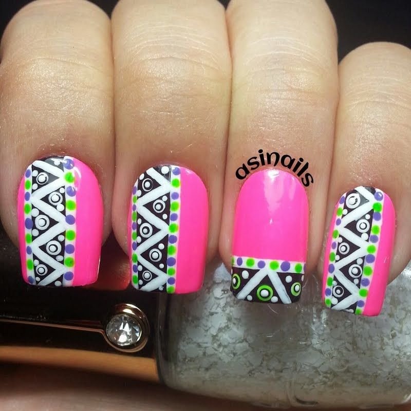 Tribal nails styled with boho accessories by nailbeautyguide
