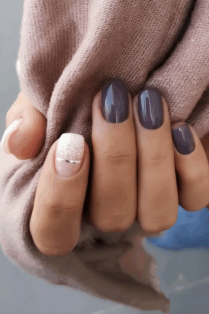 Dusty Purple Nails with Realistic Snow Effect December 2025 by nailbeautyguide