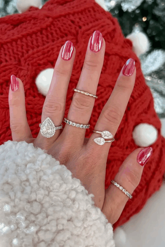 Fire Red Chrome Nails for High-Shine December Mani 2025 by vkhartmann
