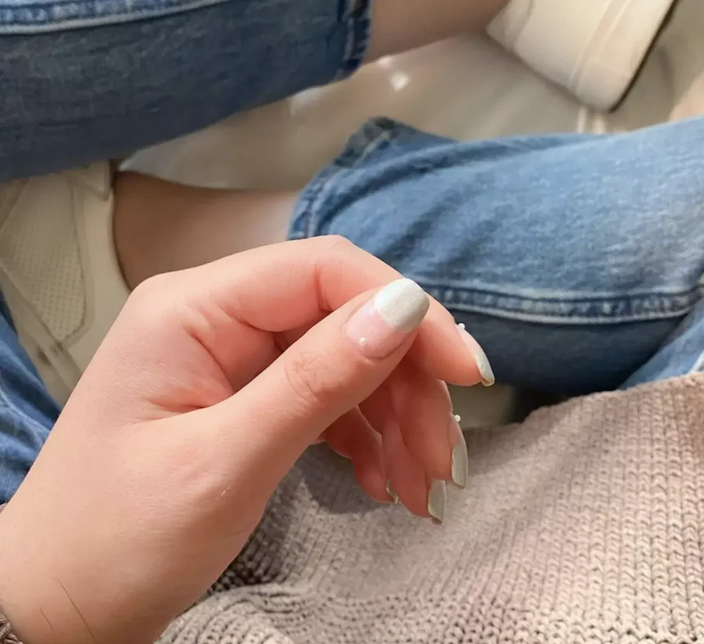 French tip nails with oversized white tip by disseynails