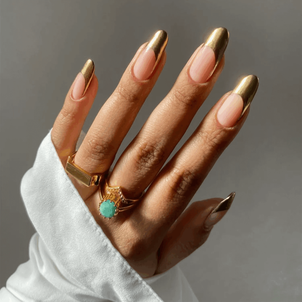 Glamorous Gold French Manicure New Year's Eve Style by nailsbysuman