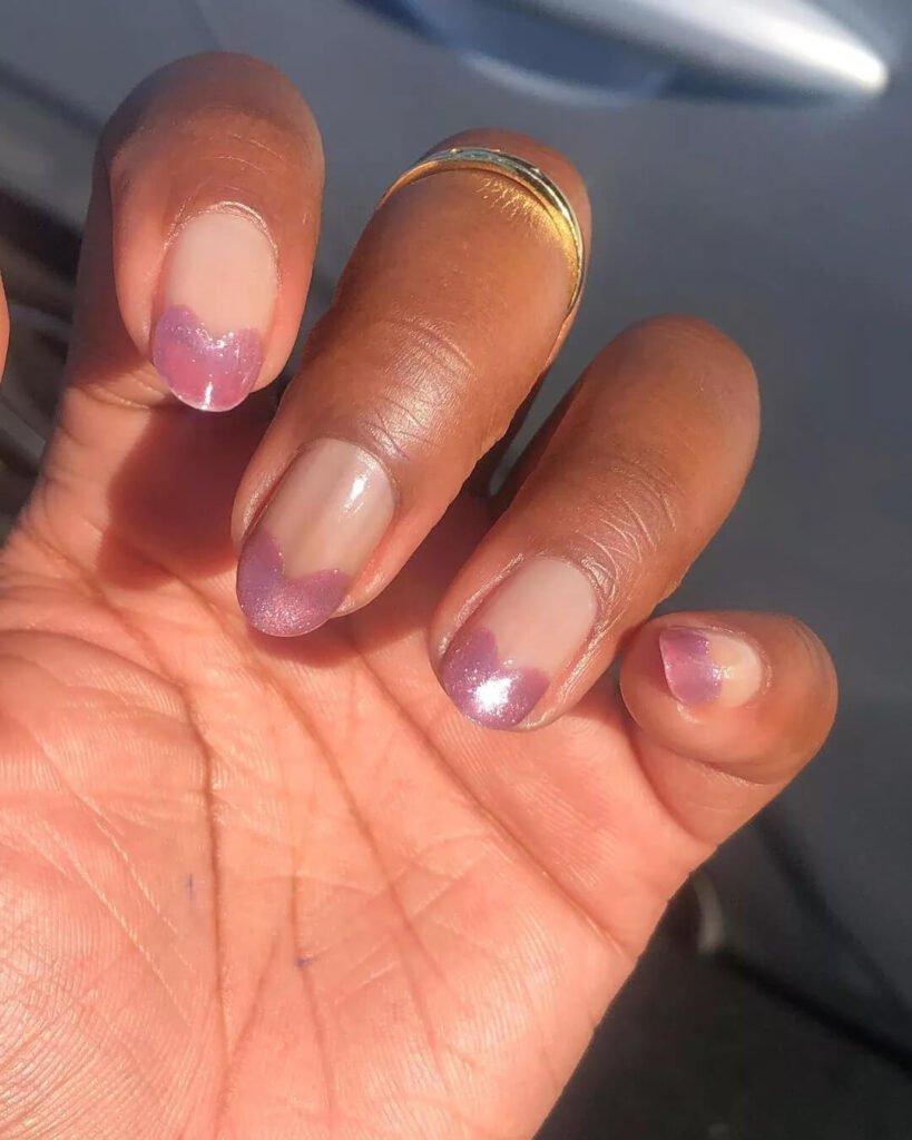 Nails painted with a soft, misty, faded lavender color polish by chocolategirlmani