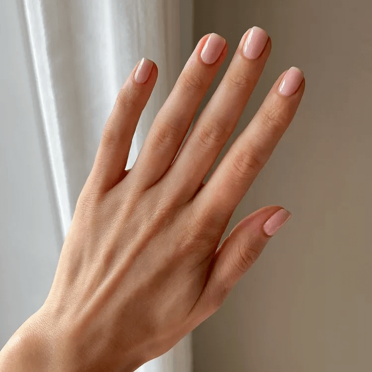 Neutral Blush Jelly Polish on Natural Nails by danaturenails