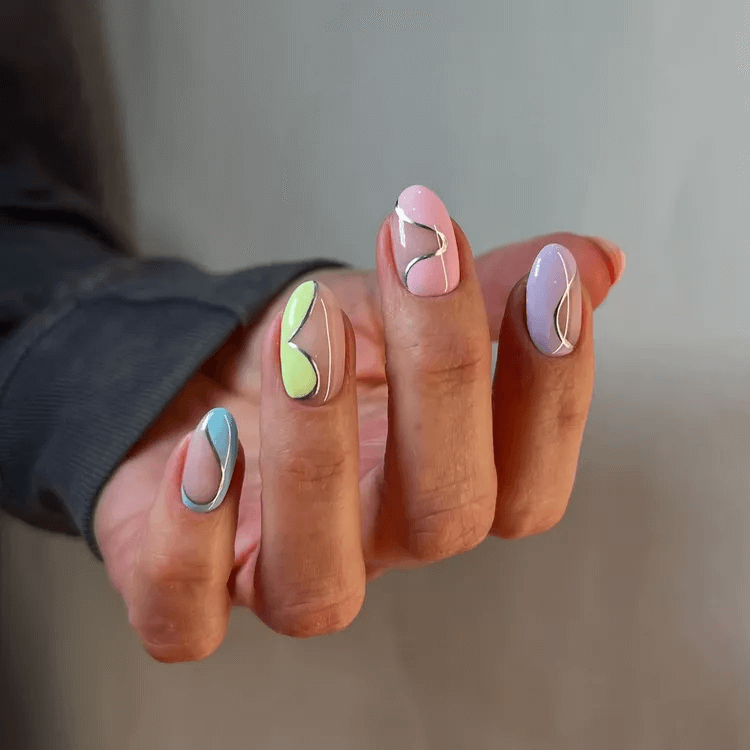 Pastel Abstract Negative Space Easter Egg Nails