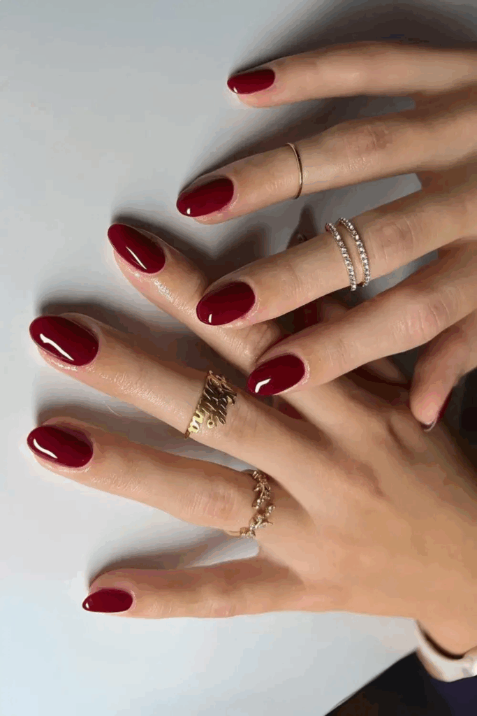 Rich Wineberry Red Solid Color Winter Manicure by nailsbyalsn