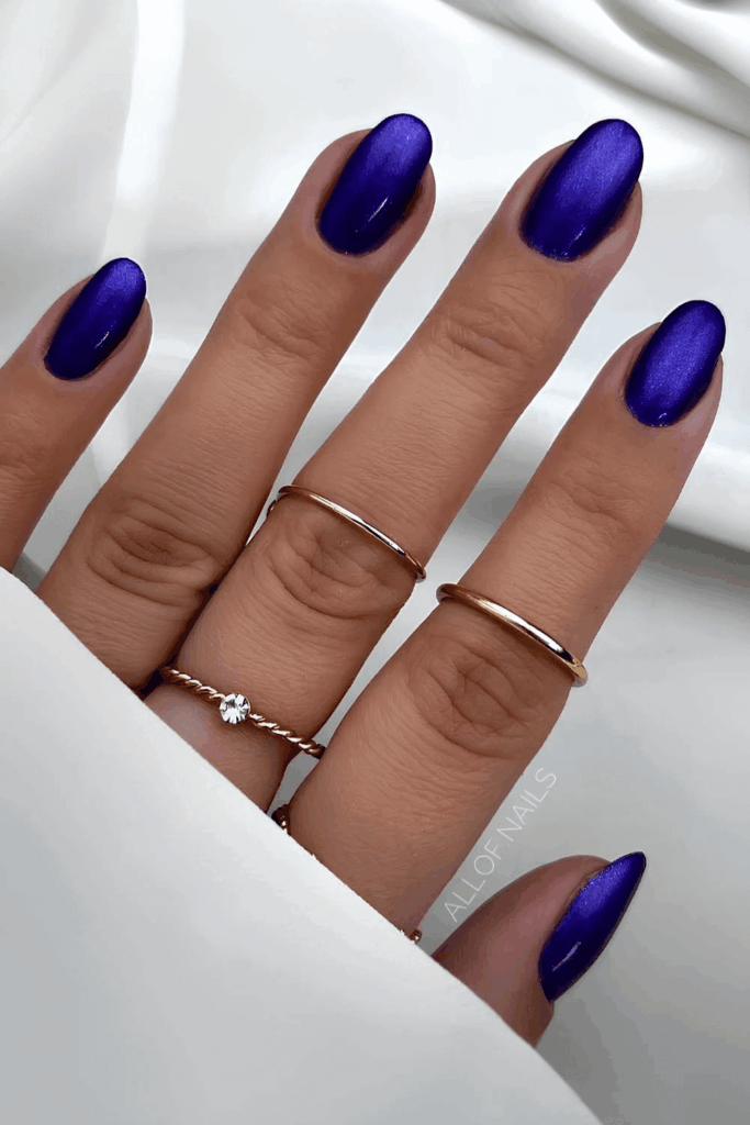 Shimmery Tanzanite Birthstone Inspired Purple Nails by allof.nails