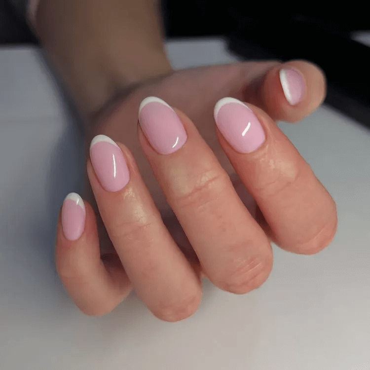 Subtle Milky Pink Nails with Micro French Tips by gossipandgloss