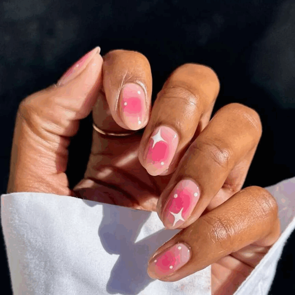 blush tone aura nails by lolo.nailedit