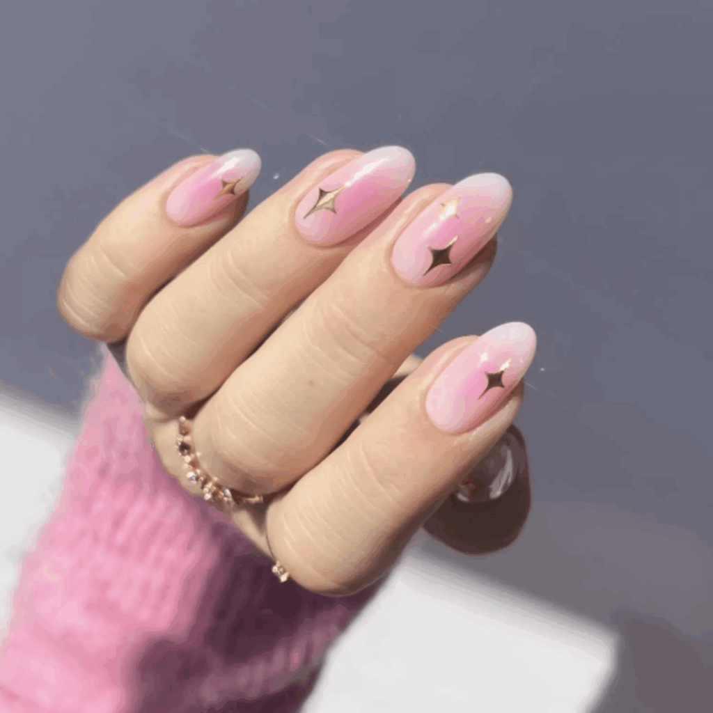 marshmallow pink aura nails by heygreatnails