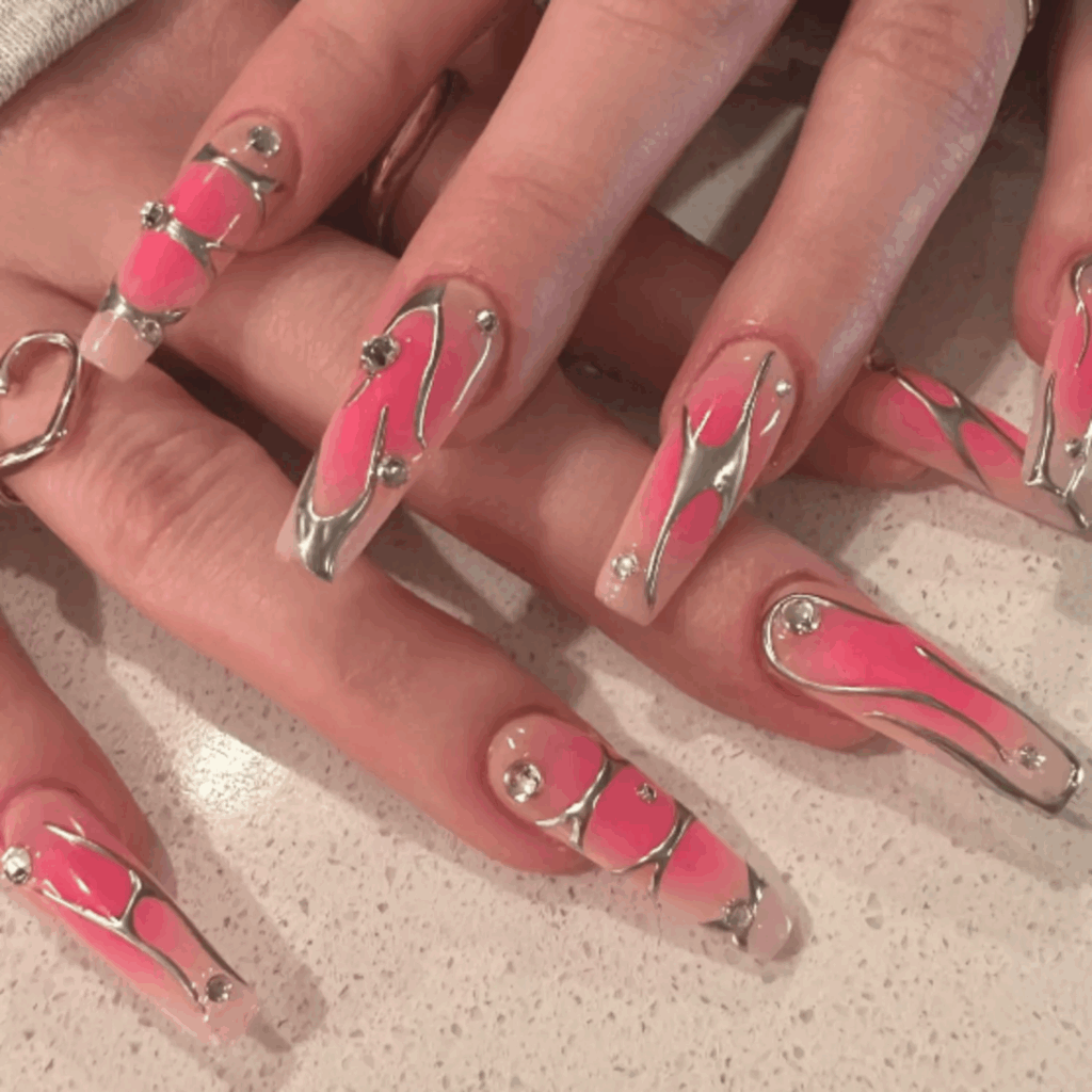 metallic pink aura nails by nails_of_la