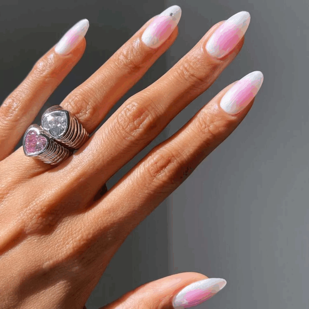 pearly pink aura nails by overglowedit