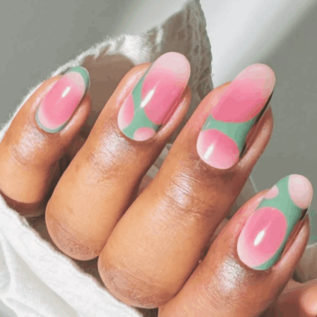 pink green aura nails by brushedbyb_
