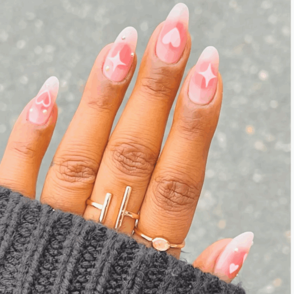 soft pink aura nails by brushedbyb_