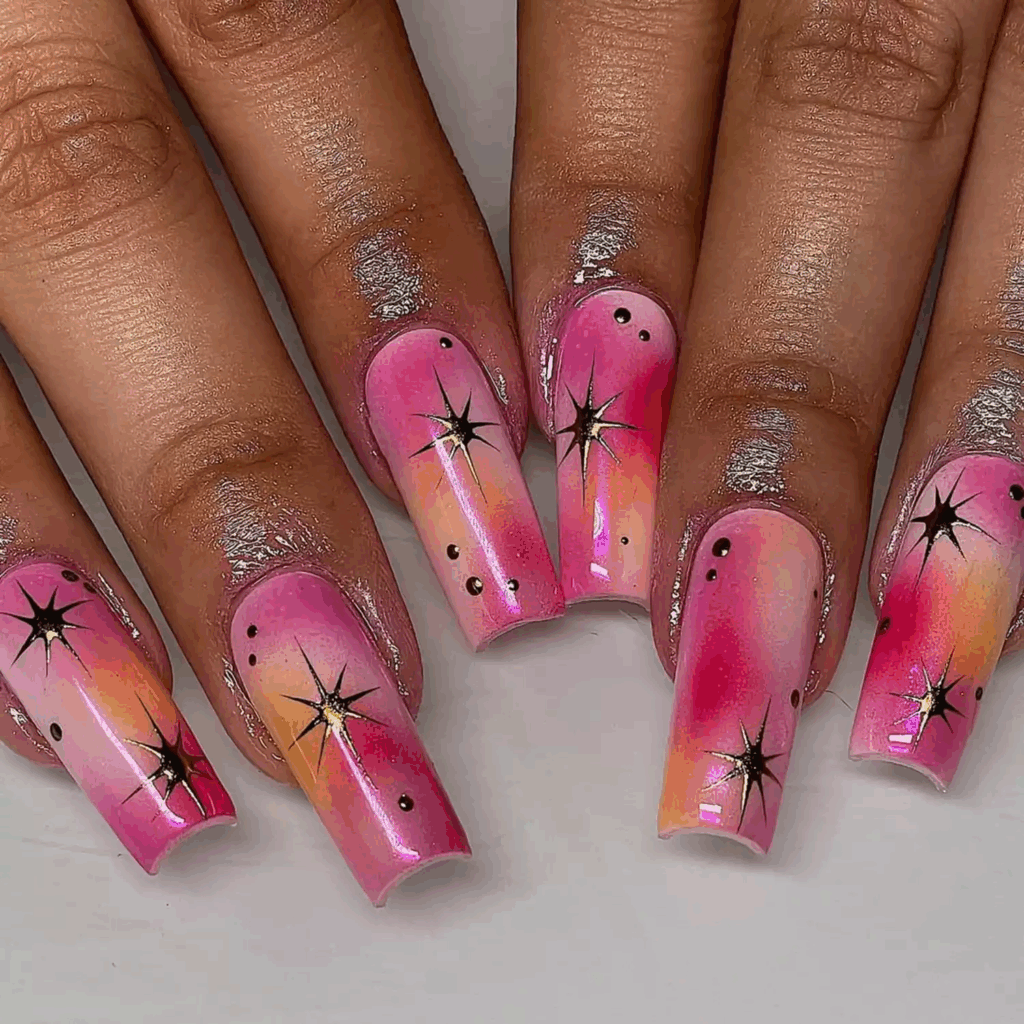 y2k pink aura nails by myprettyset