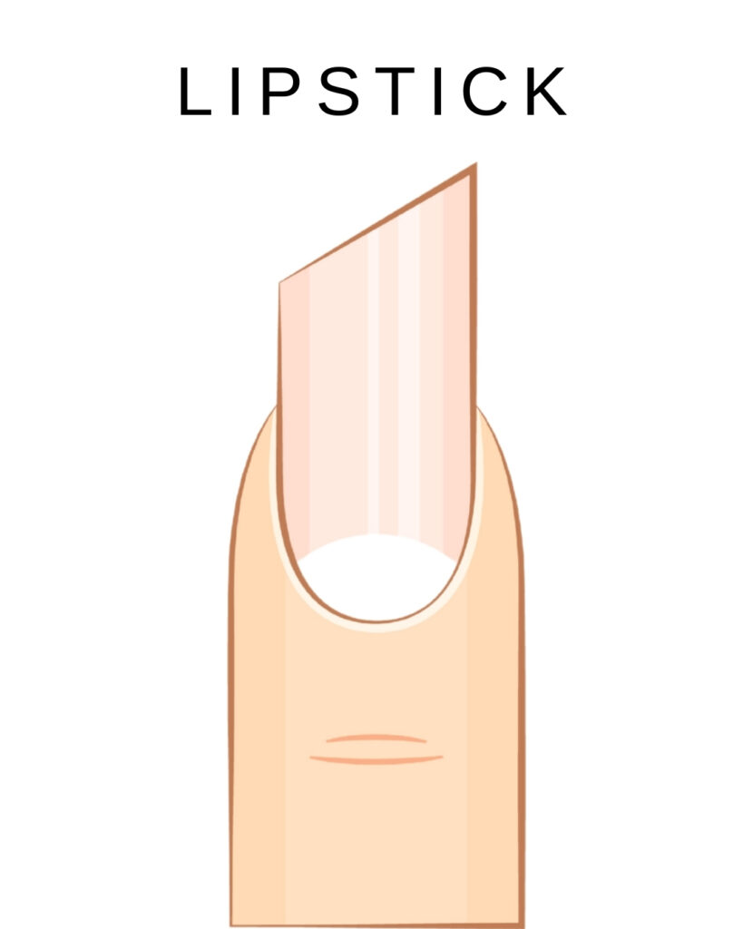 Asymmetrical, slanted tips on medium length nails. by nailbeautyguide