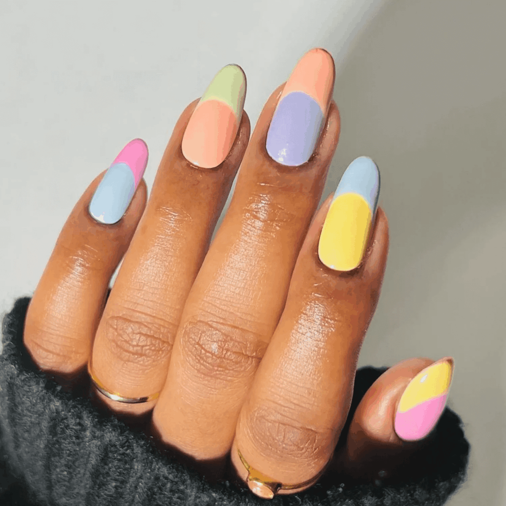 Cheerful pastel French tips for vacation. by brushedbyb_
