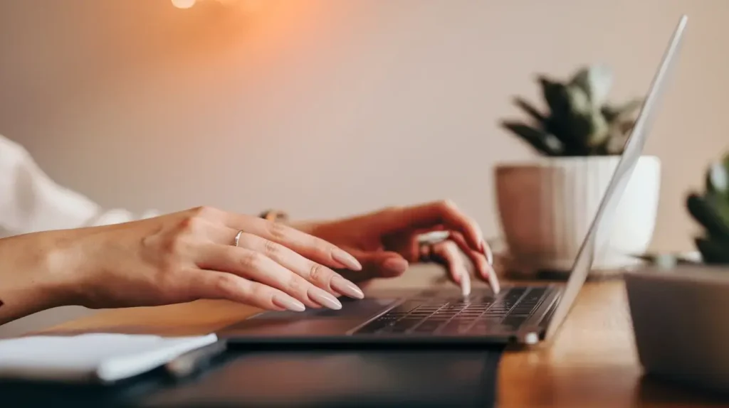 Image of almond shaped nail tips, showing curved sides that lead to a soft, rounded point. by nailbeautyguide
