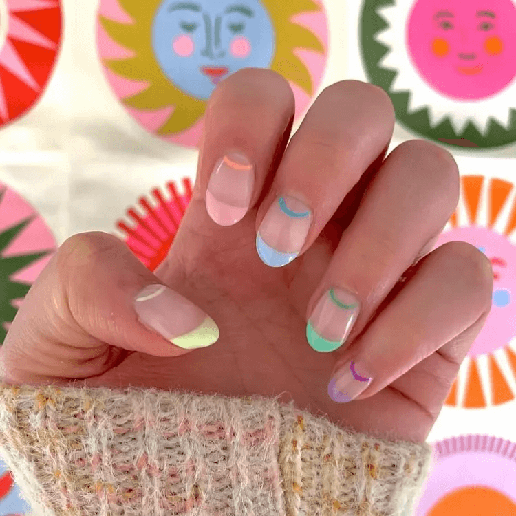 Negative Space Half Moon Manicure Outlines by rachelsuenails