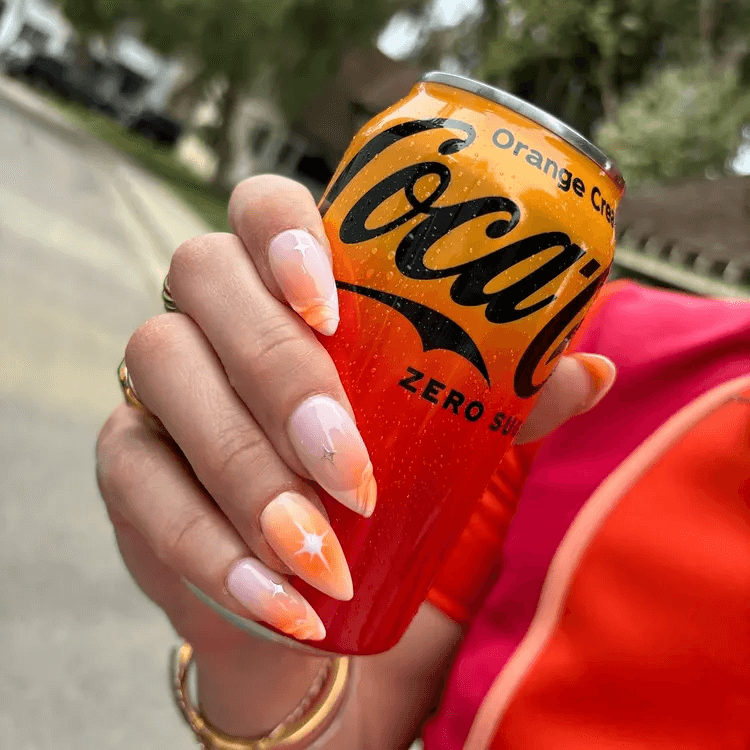 Orange and White Gradient Creamsicle Short Pointy Shape by rachelsuenails
