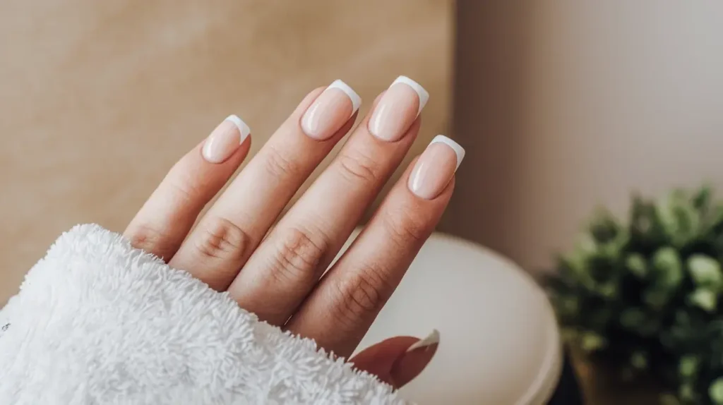 Picture of classic square nail tips, defined by straight sides and sharp, 90-degree corners. by nailbeautyguide