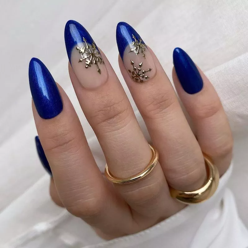 Royal Blue Mani with Silver Accent French Tips by tiffanyabbigailebeauty
