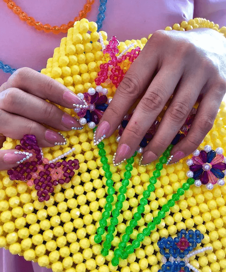 V-Shape Crystal Line on Short Pointy Tips by hollyfalconenails