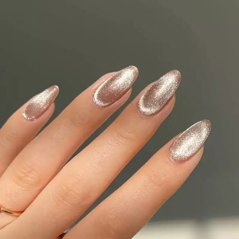 A shimmering oyster-colored velvet manicure. by heluviee
