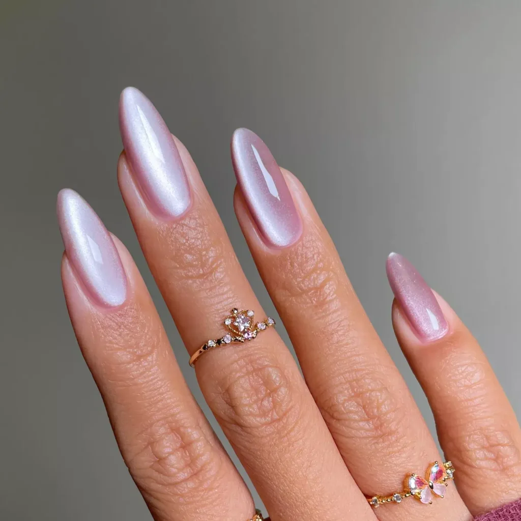 A soft pink velvet glass manicure. by sansungnails