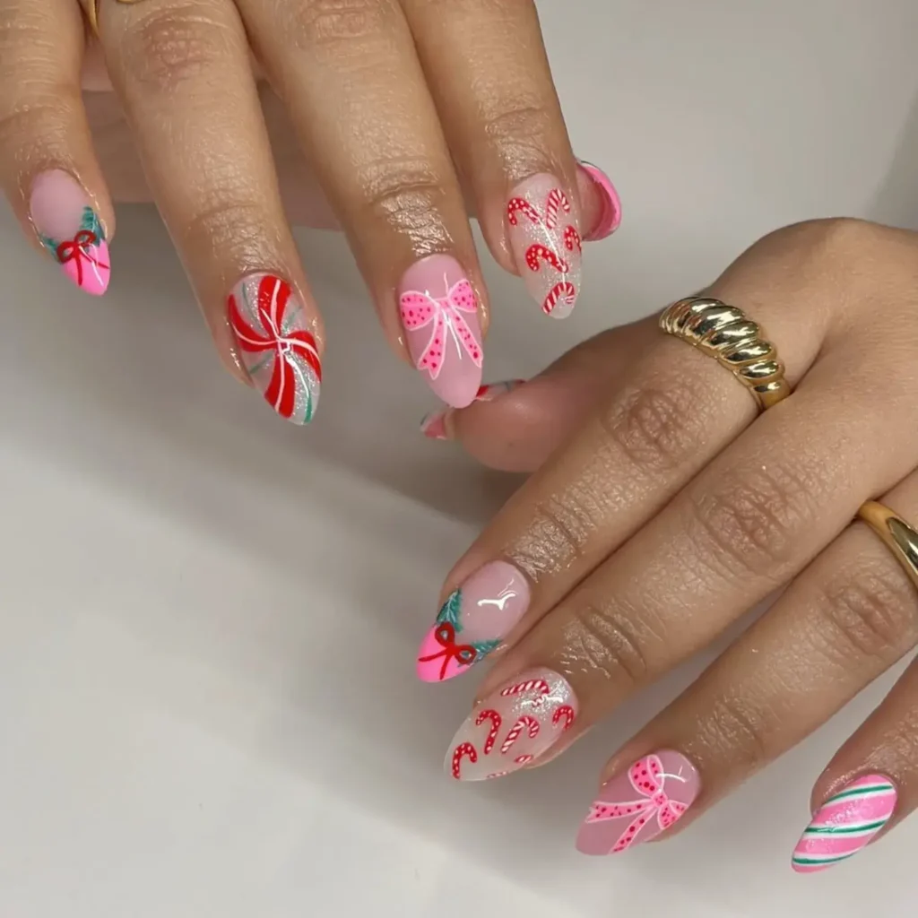 Bright pink, red, and kelly green candy-themed art. by karin.nailedit
