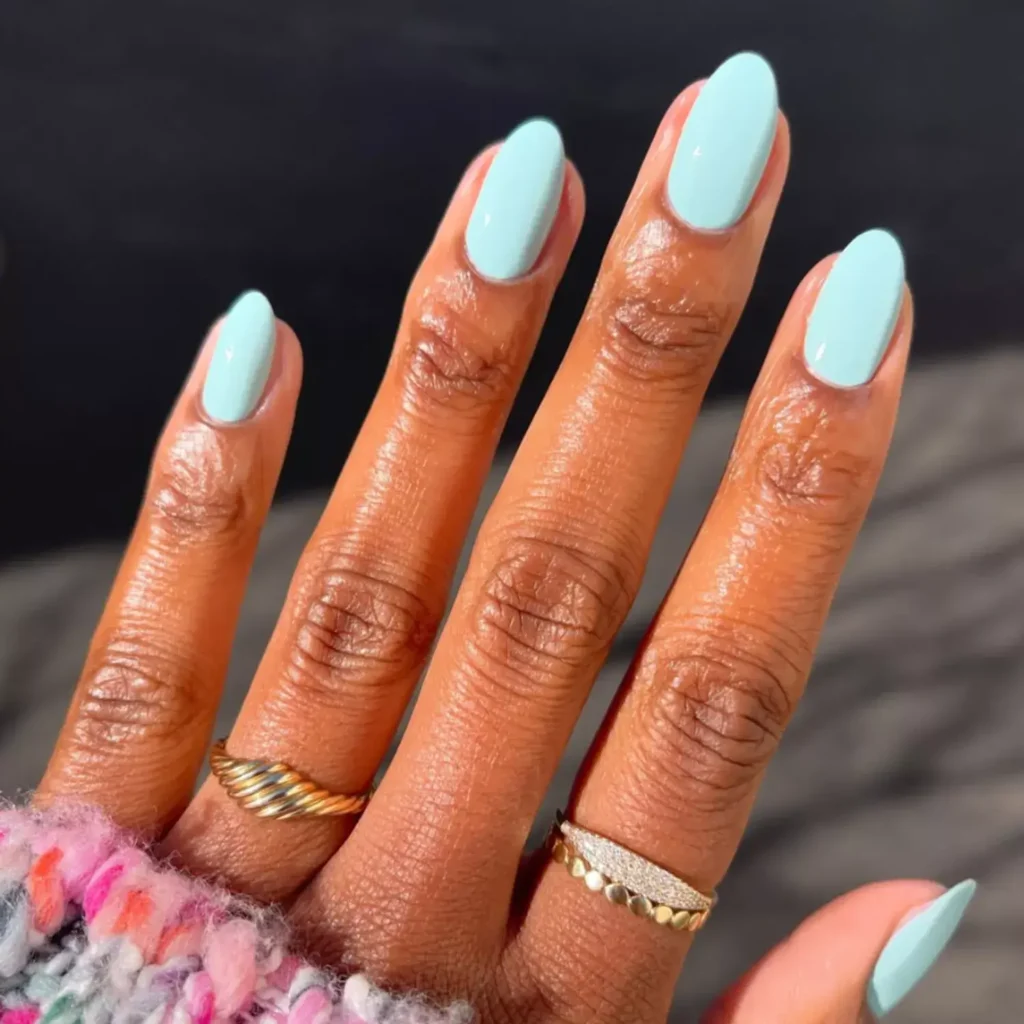 Solid light blue manicure. by sansungnails