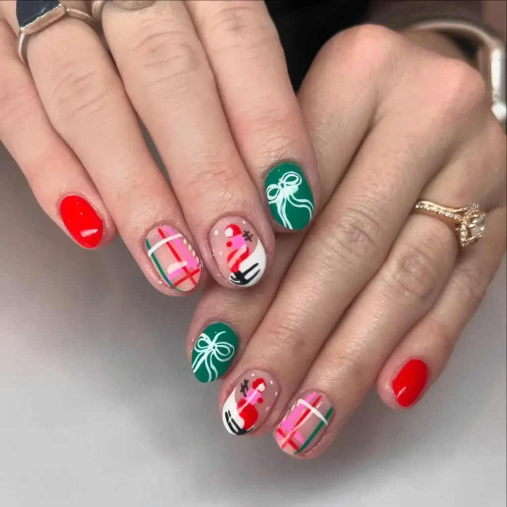 Doodled bows and plaid against negative space. by nailsbybrinley
